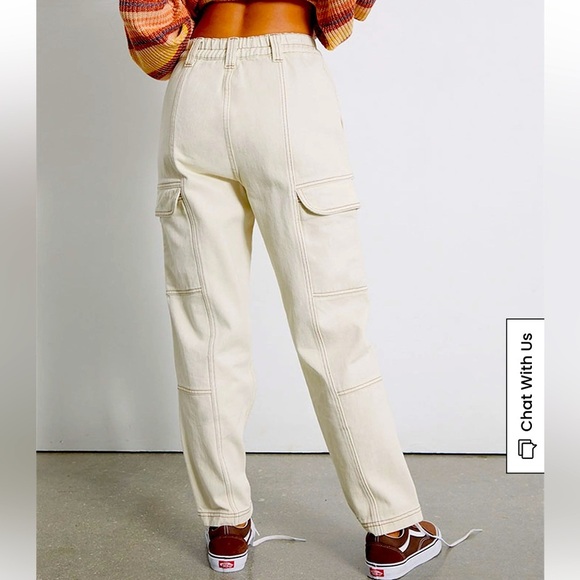 PacSun Cream Cargo Pants with Elastic Waist - Picture 4 of 9